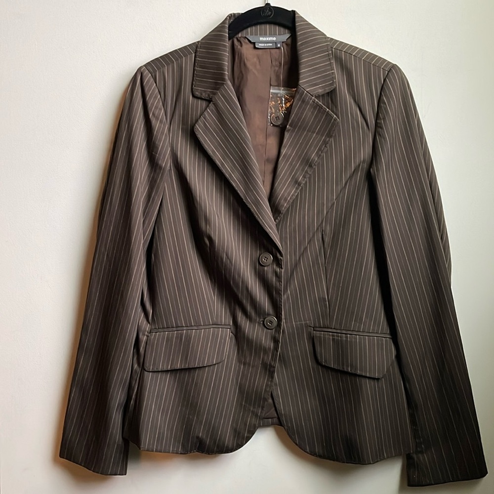 maxime Women’s Blazer | Brown Stripe | Size 10